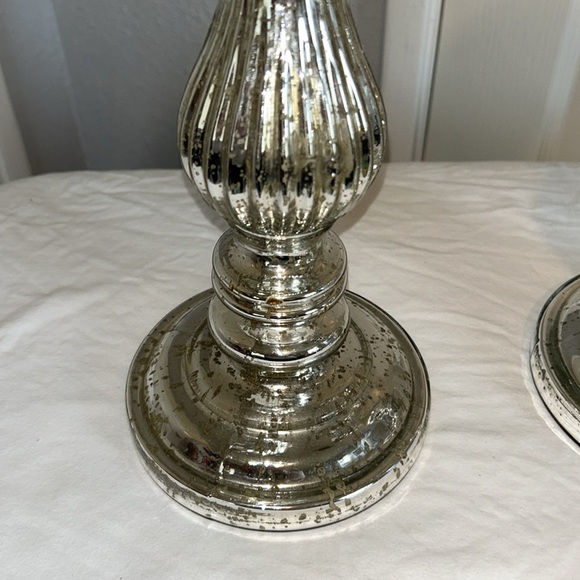 World Market LG Silver Mercury Pillar Candle Holders - Picture 3 of 8